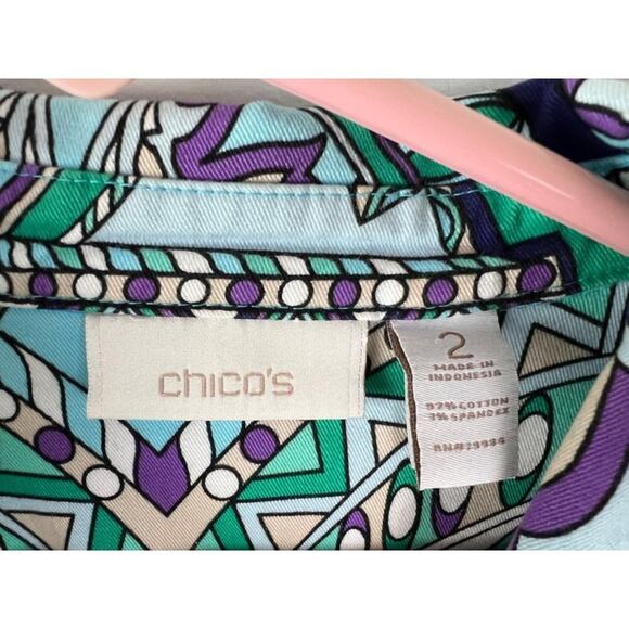 Chico's Funky Abstract Artsy Pattern Button Up Jacket Large - Picture 5 of 6